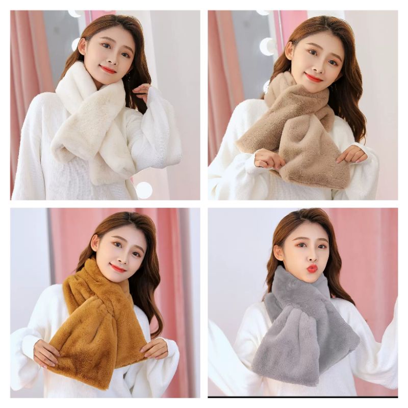 READY INDONESIA Syal bulu kelinci winter fur scarf lembut hangat import syal korea