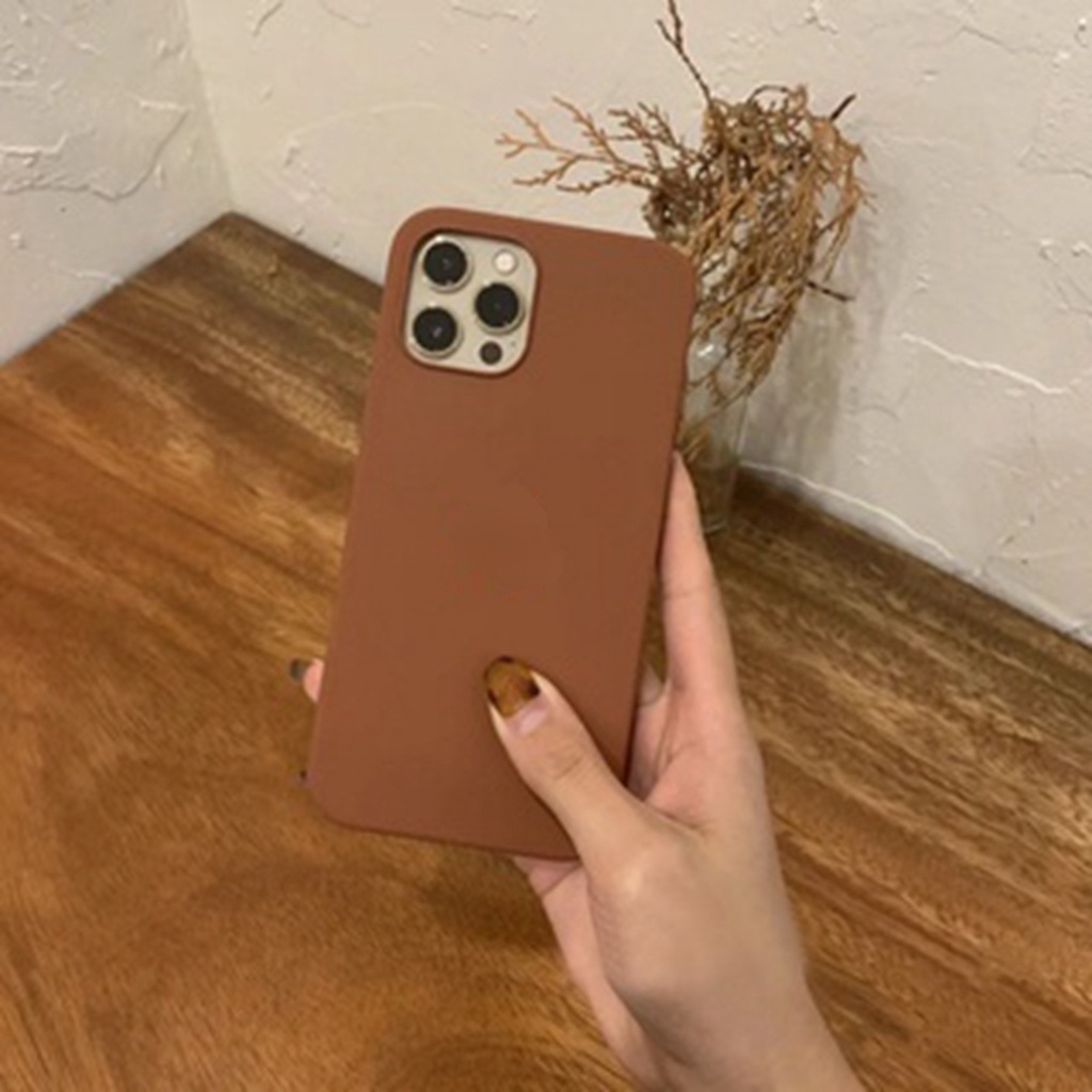 Cover IPhone Silikon Cair Coklat Caramel Warna Hangat Untuk Iphone14 13 12 11 Pro X XS Max XR SE 2020 6 6s 7 8 14 Plus Casing Full Lengkung