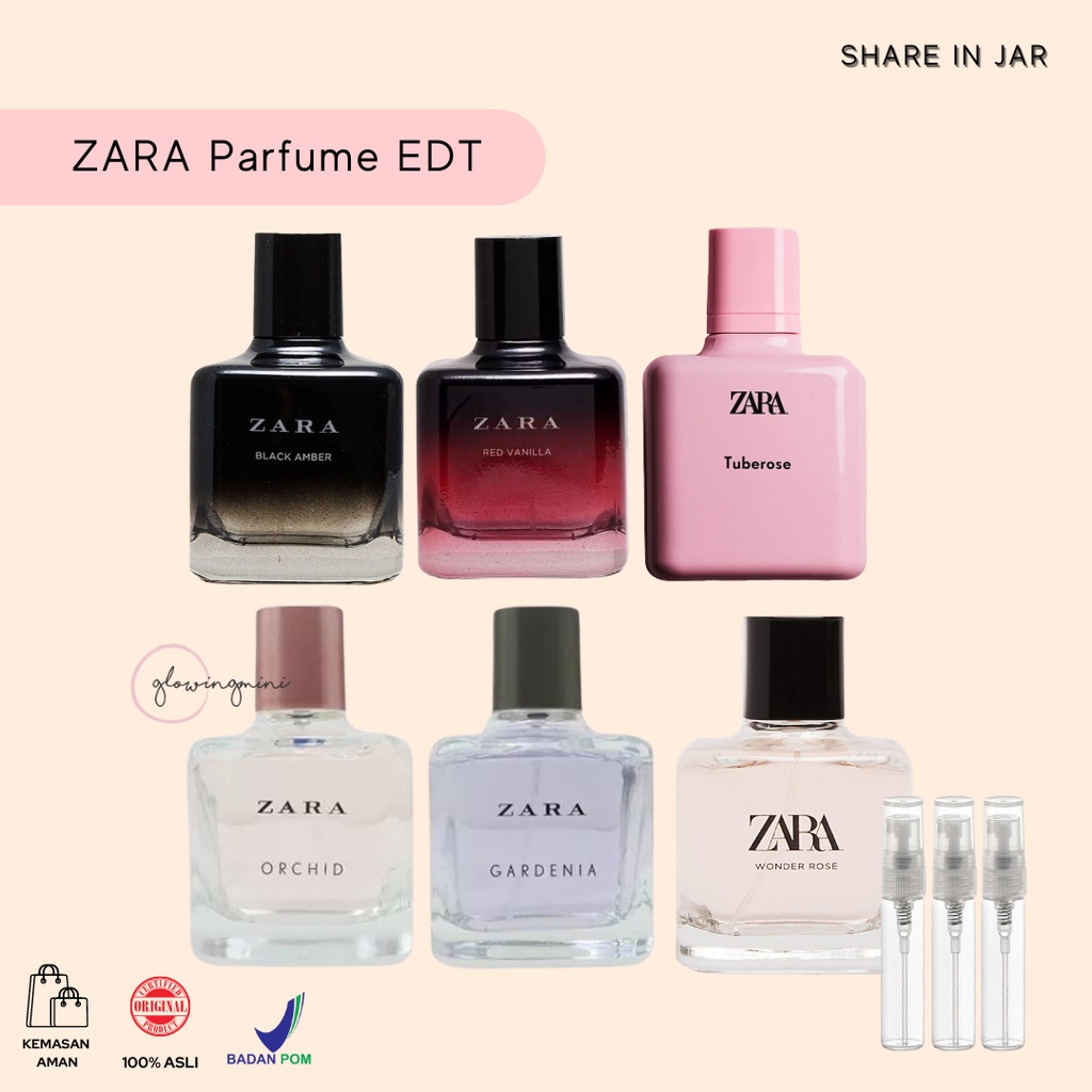 [Share In Bottle] Zara Parfum/Perfume Orchid Gardenia Black Amber Red Vanilla Tuberose Wonder Rose