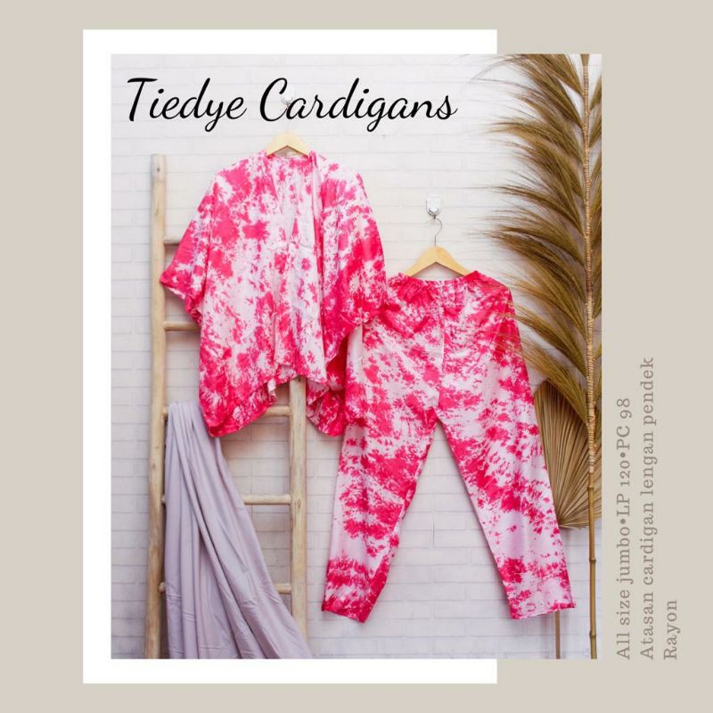 SETELAN WANITA MURAH ! ONE SET CARDIGAN JUMBO RAYON TIEDYE/OVERSIZE PIYAMA KIMONO|BAJU LEBARAN-5
