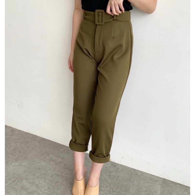 Millie scuba pants bangkok celana scuba hw highwaist wanita belt pants wanita office korean