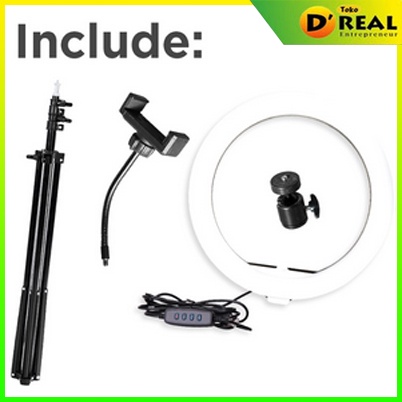 Ring Light Make Up Stand Tripod Lampu Selfie Vlog 26cm LED - Dreal Entrepreneur