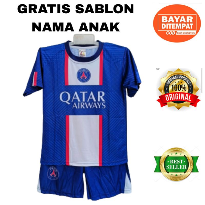setelan jersey psg home kids-baju bola kaos psg anak printing-baju bola psg anak 5-11 th