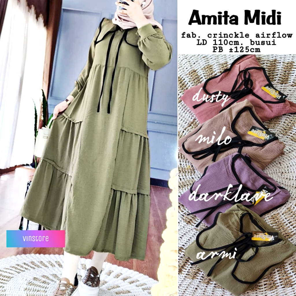 GAMIS MODERN MUSLIM WANITA REMAJA CEWEK TRENDY SCUBA IMPORT GIRLY POLKA MAXY