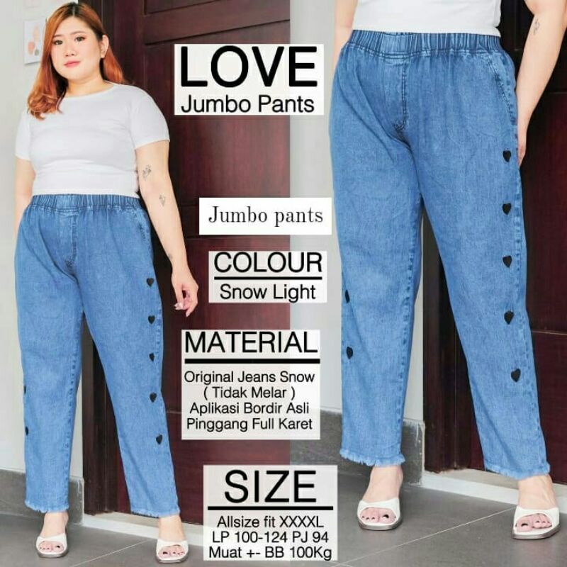 LOVE JUMBO PANTS / kulot jumbo / jumbo jeans / celana jumbo / pinggang full karet