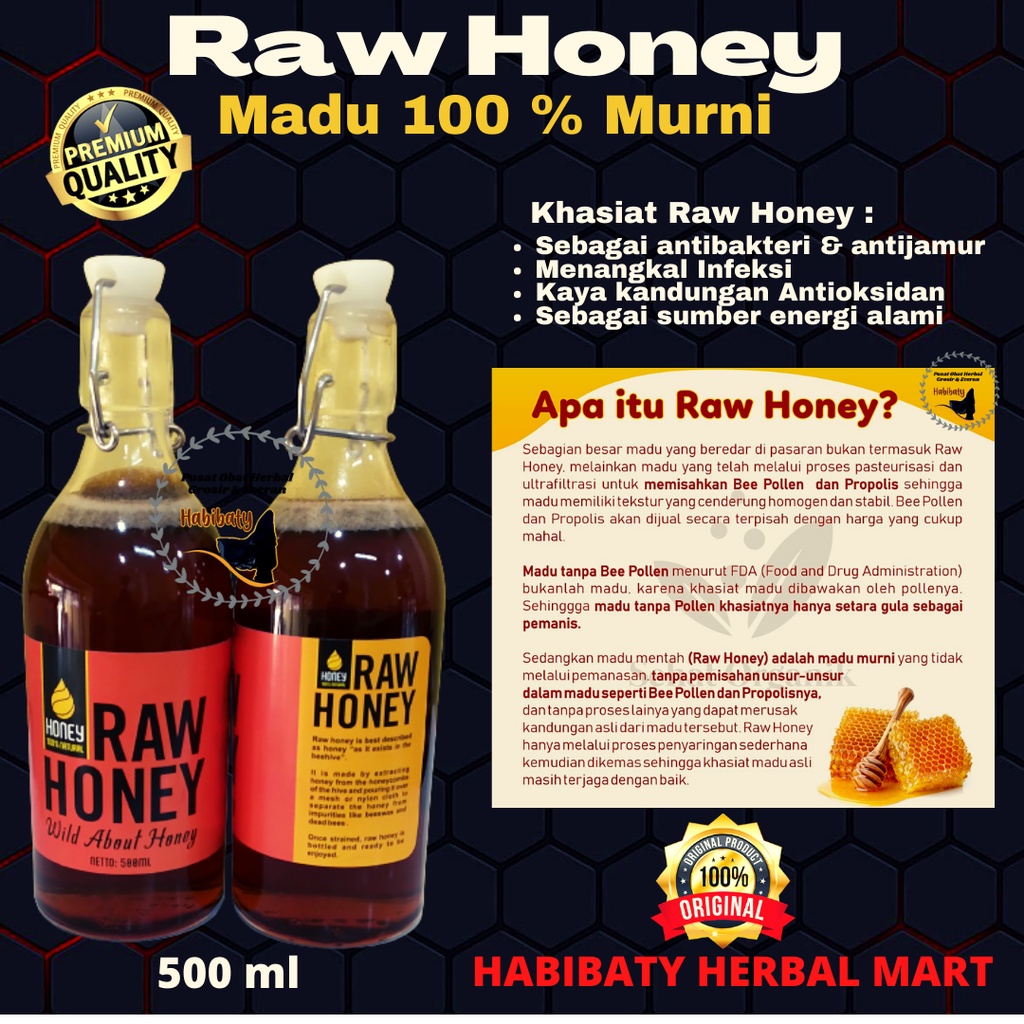 

Madu Raw Honey Multiflora 100 % Murni botol kaca 500 ml