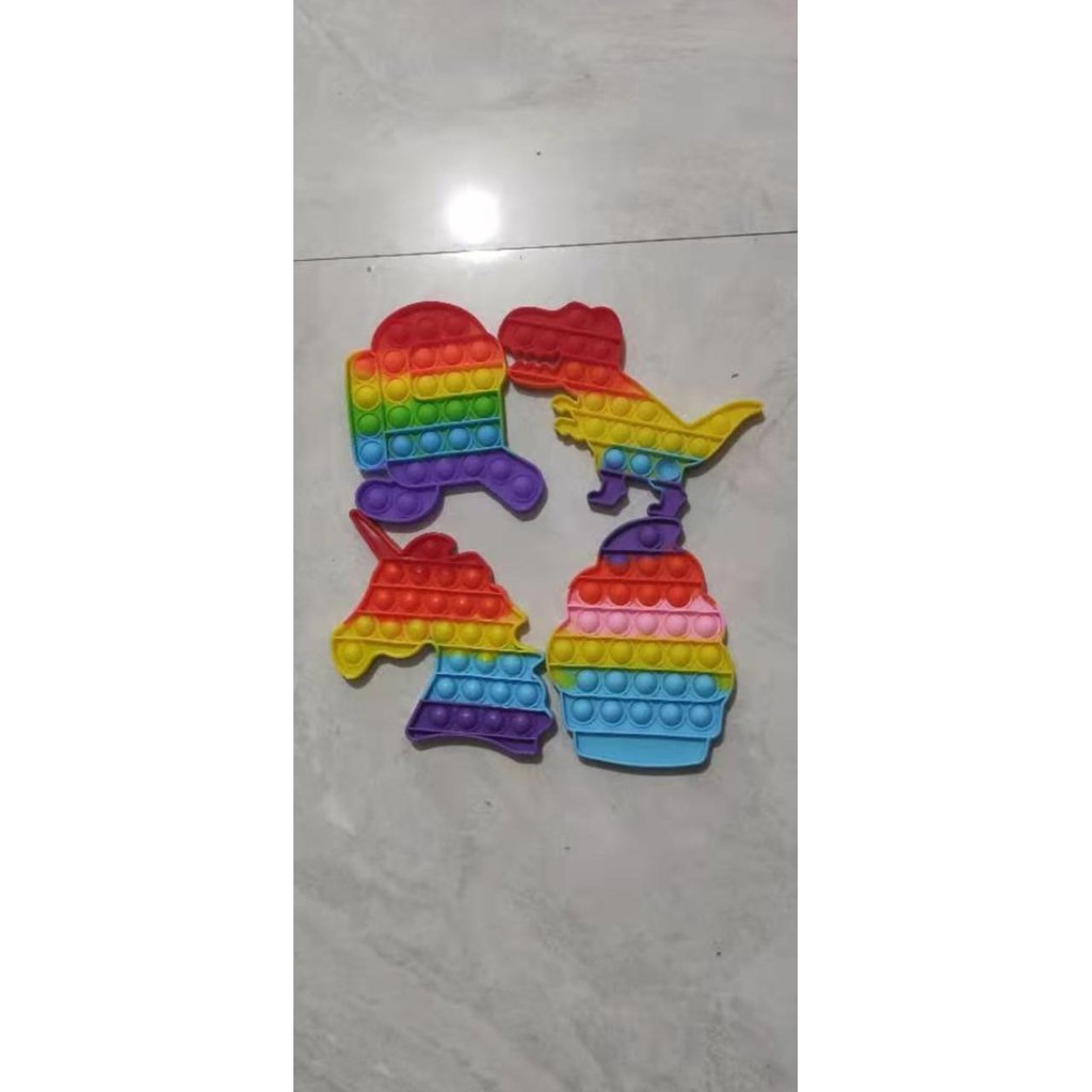 COD - SM88 - Fidget Push Pop Its Mainan Anak Toys Bubble Kids Mainan Popit Murah Rainbow Pop it Squeeze Dino-1