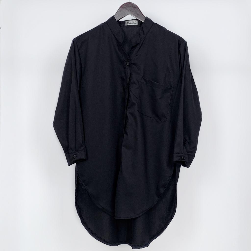 Kemeja Tunik Polos / Kemeja Wanita / Kemeja Polos / Kemeja Kerja / Bahan Toyobo-Hitam