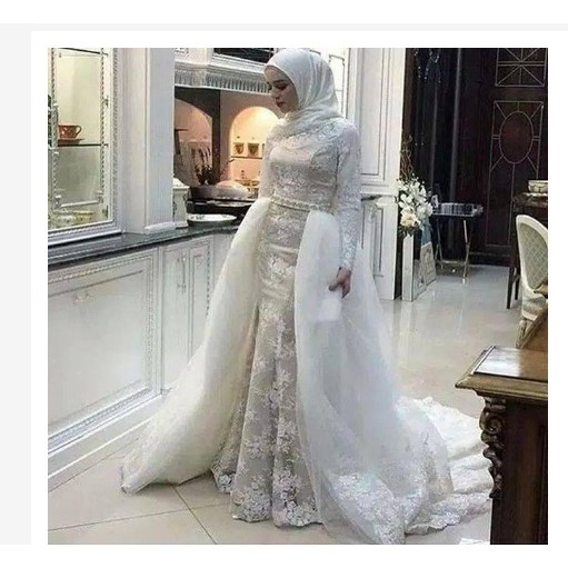 Gaun pengantin hijab - gaun prewedding import - baju pengantin muslimah - dress pengantin