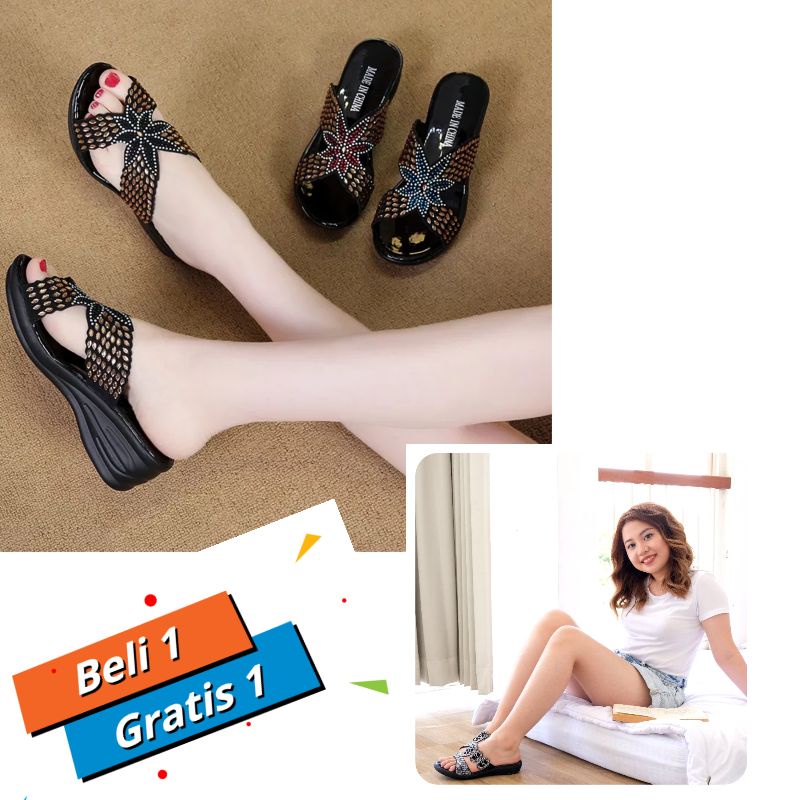 Sandal Wedges Calbi Promo Beli 1 Gratis 1 Bayar Di Tempat [COD]