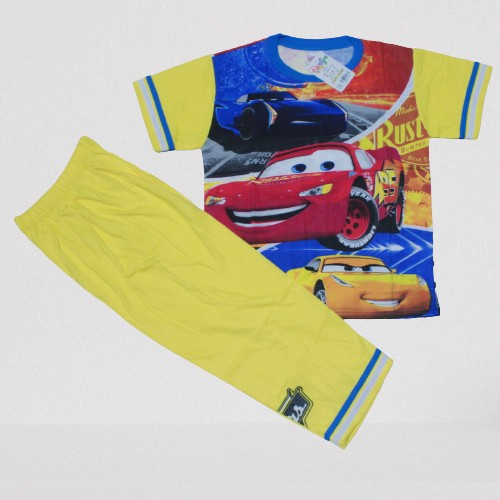 BAJU TIDUR PIYAMA ANAK  THE CARS SETELAN BAJU MC QUEEN SIZE 3-14 THN