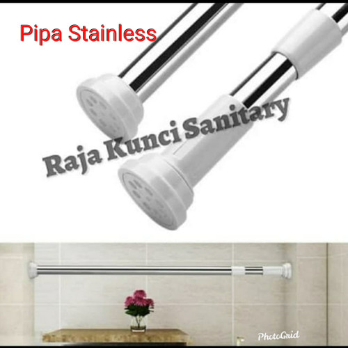 Tiang Shower Curtain Lurus/Tiang Curtain/Tirai Kamar Mandi Stainless