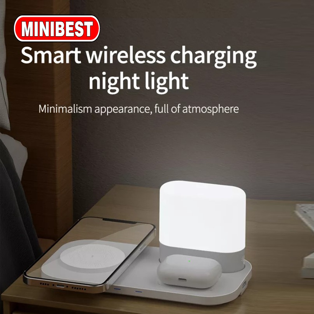 MINIBEST Wireless Charging Night Light 2 in 1 Fast Charging For Universal Smartphone Multifungsi