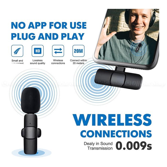 Wireless i Phone i OS Lavalier Mic Single 1to1 Clip On Lightning