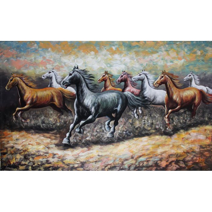 Repro Gambar Lukisan 8 Ekor Kuda Horse Ma Hoki Feng Shui Jaya Kaya Shopee Indonesia