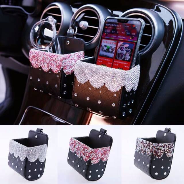 Tempat hp holder ac jepit holder gantungan tempat hp  Gantungan hp hp holder jepitan hp holder barang mobil pouch hp POUCH // Gantungan dudukan Mobil Tempat HP handphone kaca mata