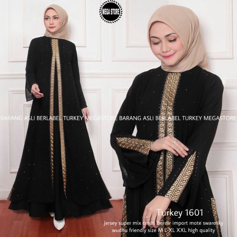 Baju Jubah Wanita Arab Terbaru Abaya Turkey Hitam Gamis Jersey Premium Original Dress Pesta Terkini