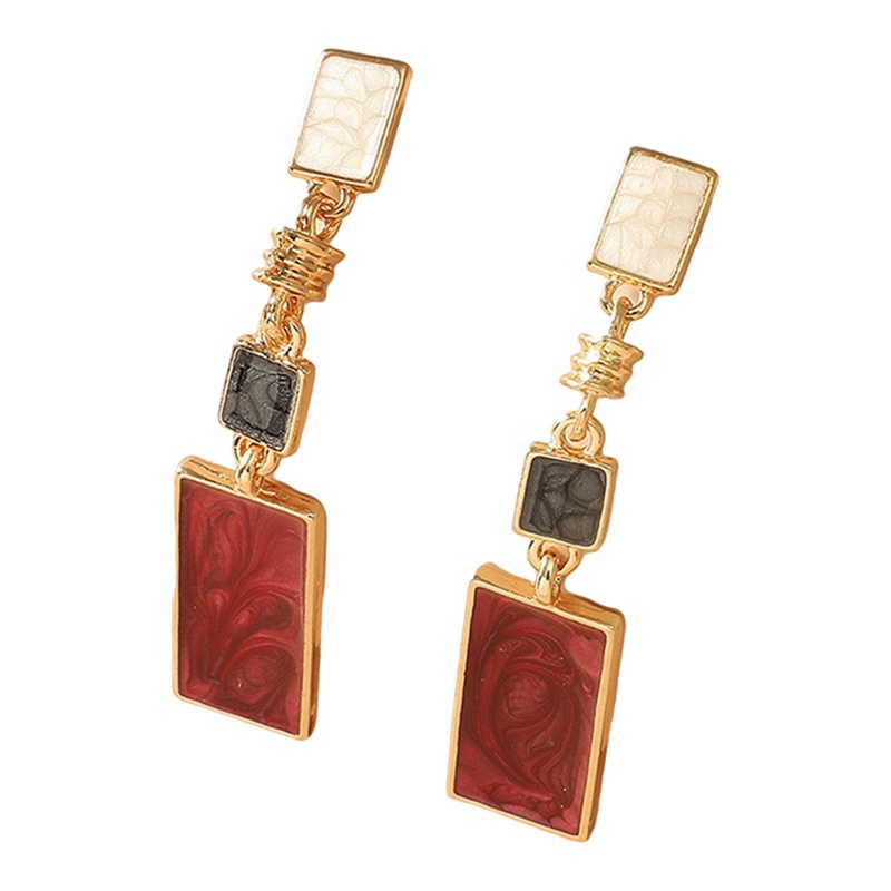 Anting Tusuk Bentuk Persegi Panjang Geometris Bahan 925 Silver Gaya Korea Untuk Wanita