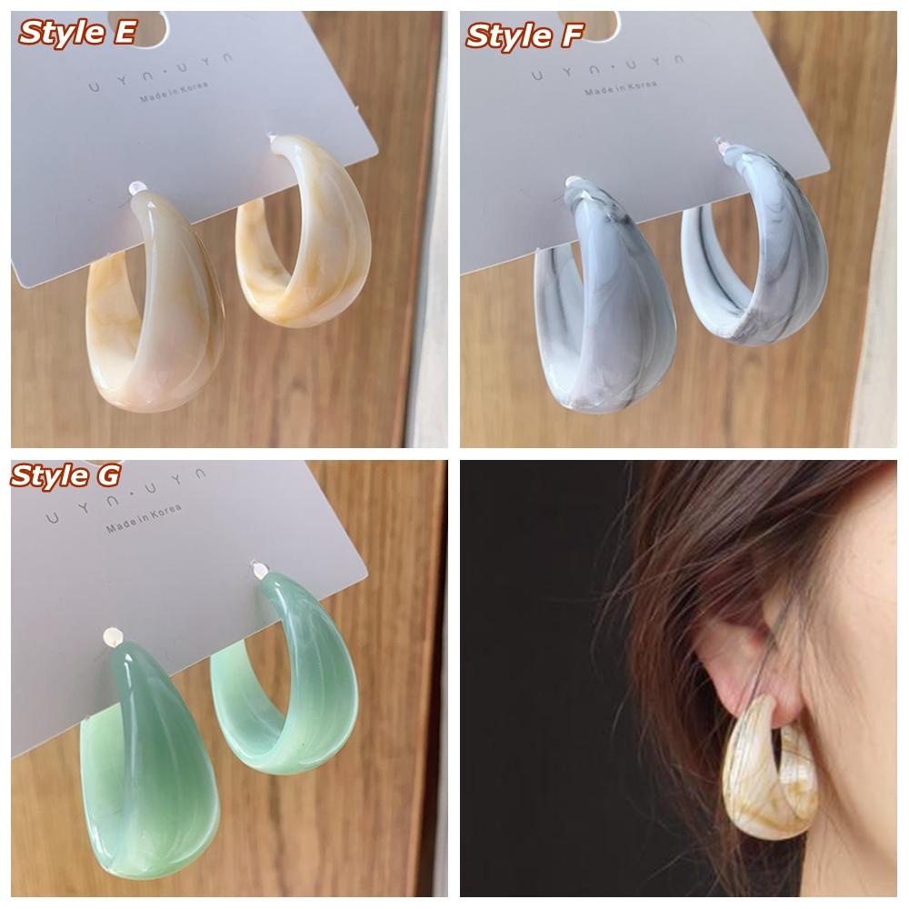 Solighter Acrylic Colorful Earrings Statement Party Hoop Menjuntai Anting Asam Asetat