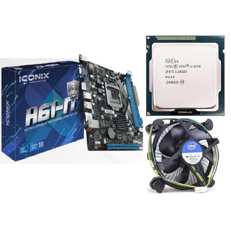 PAKET MOBO H61 &amp; Intel Core i5 3470 (Cache 6M, hingga 3,60 GHz)