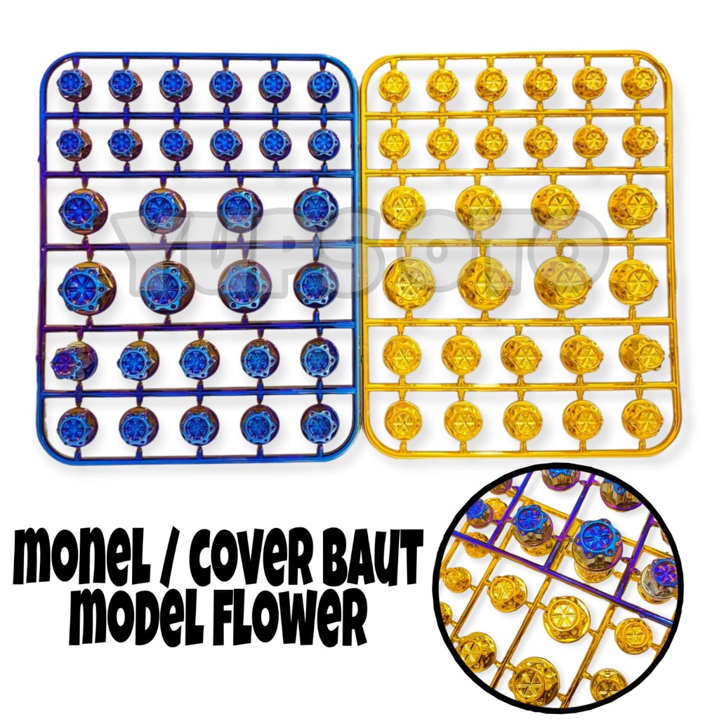 MONEL BAUT FLOWER COVER BAUT PROBOLT VARIASI MONEL FLOWER TUTUP BAUT FLOWER COVER TUTUP BAUT VARIASI MOTOR UNIVERSAL HARGA PER PAPAN PNP TINGGAL PASANG