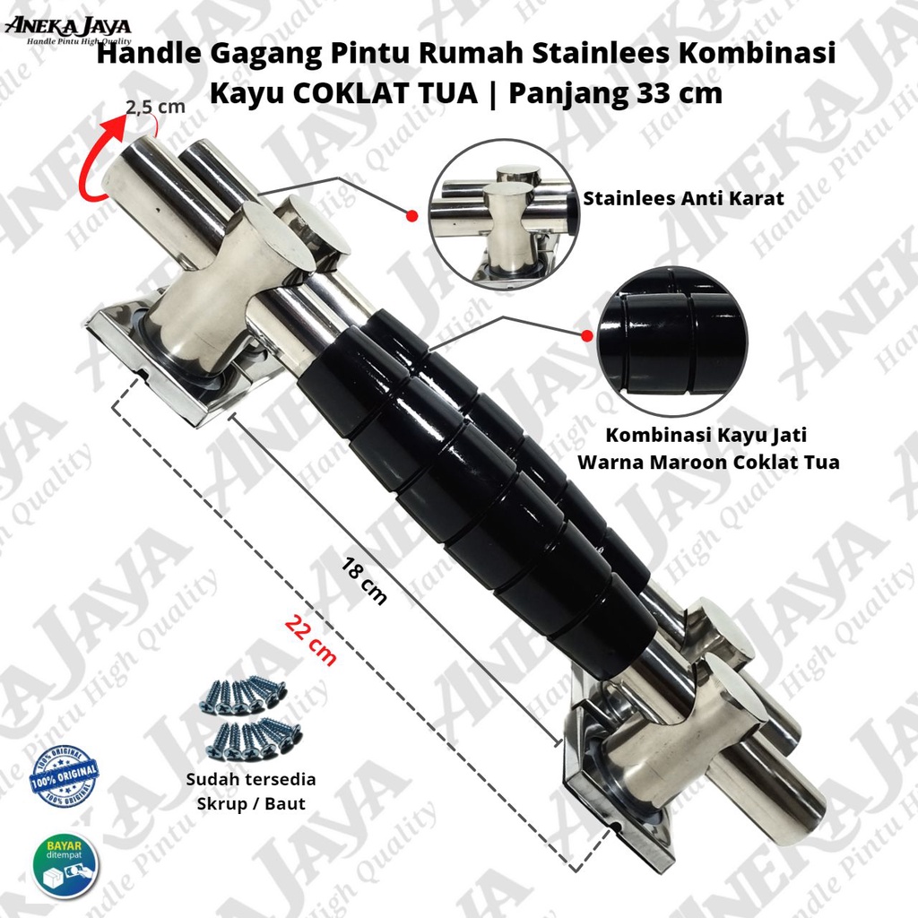 handle pintu rumah 33 cm gagang pintu stainlees kombinasi kayu tarikan pintu rumah pegangan pintu rumah minimalis terbaru murah