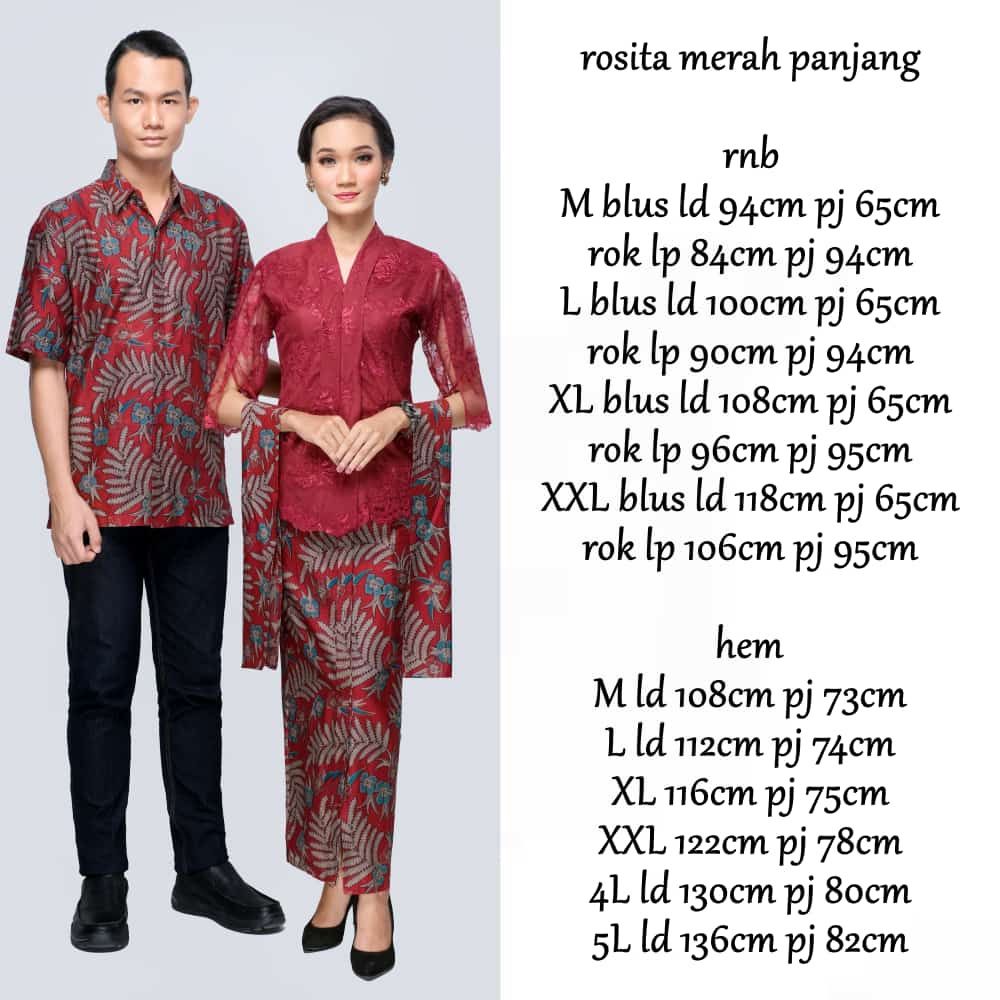 ROSITA SELENDANG MERAH BATIK COUPLE KELUARGA PASANGAN MODERN JUMBO PREMIUM SARIMBIT AYAH IBU ANAK