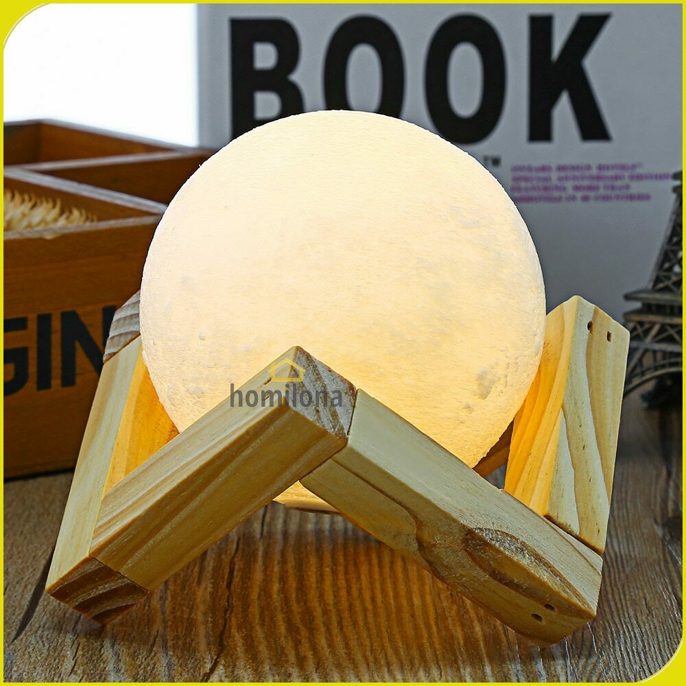 Lampu Tidur 3D Printed Moon Night Light Table Rechargeable Lamp - TaffLED ROX-05 atau 3DPML