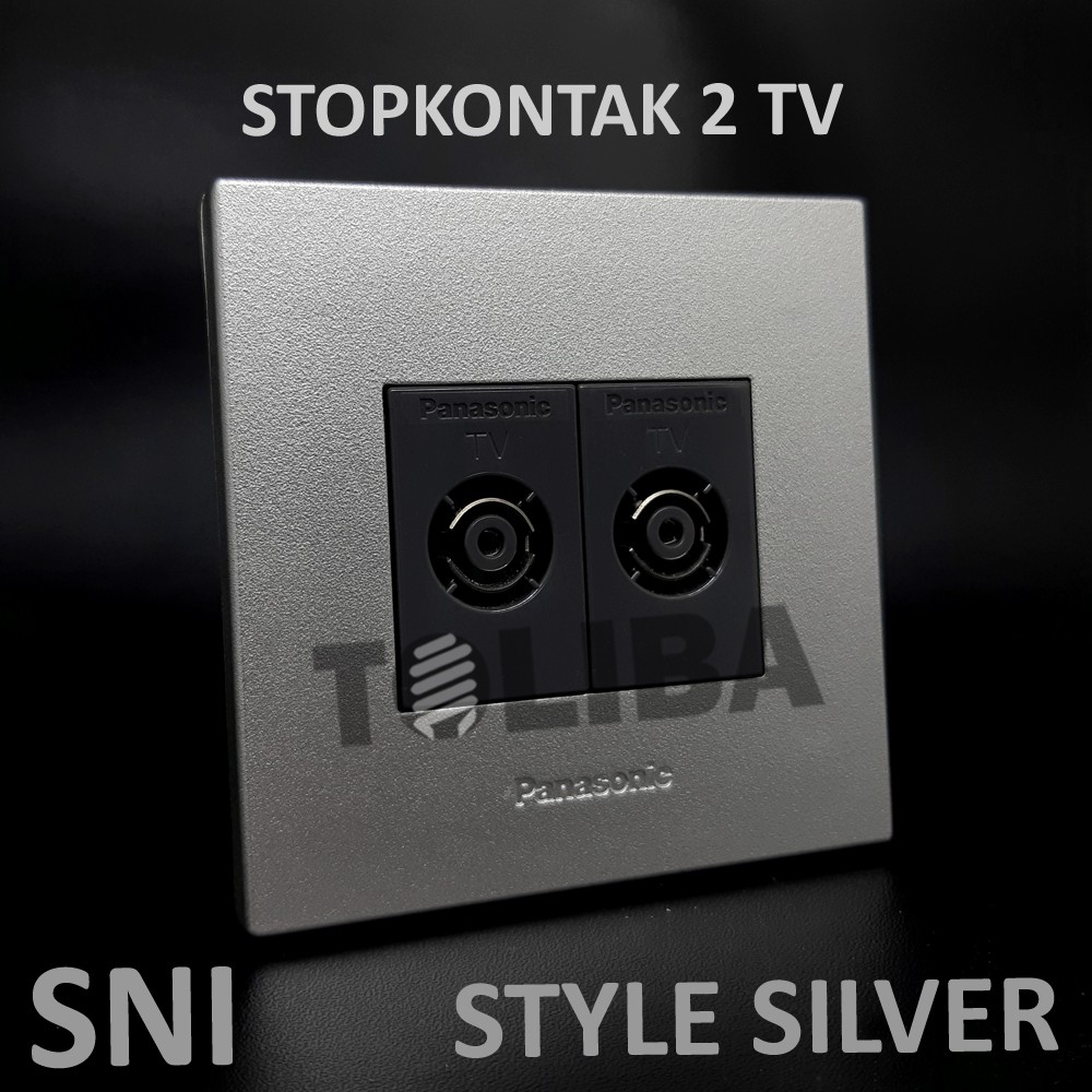 stopkontak tv / 2 stop kontak s/k tv antena silver panasonic /stop kontak panasonic tv minimalis sni