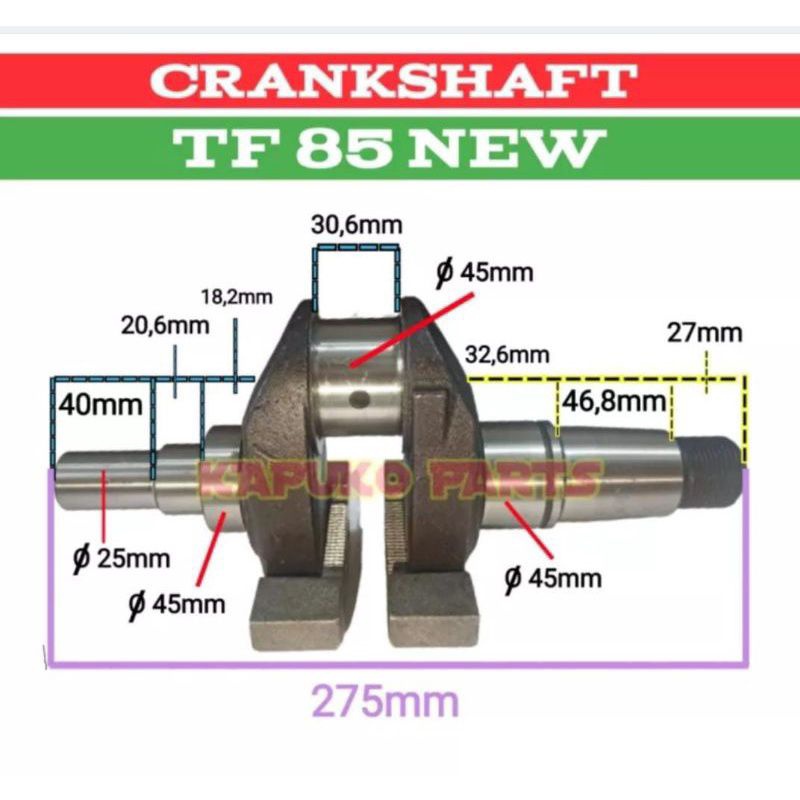 TF 85 MLY CRANKSHAFT UNTUK MESIN DIESEL YANMAR 8.5 PK