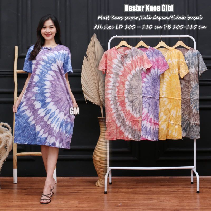 Daster kaos motif pelangi tye dye terbaru dan termurah