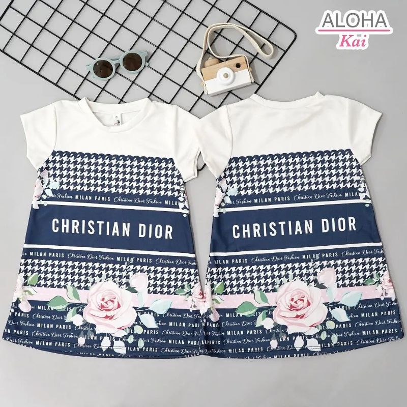 VEW DRESS ANAK C.DIOR PARIS FULL PRINTING IMPORT ALOHA KAI