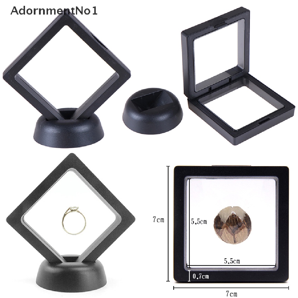 (AdornmentNo1) Frame display Perhiasan / Koin 3D Ukuran 70x70mm Warna Hitam