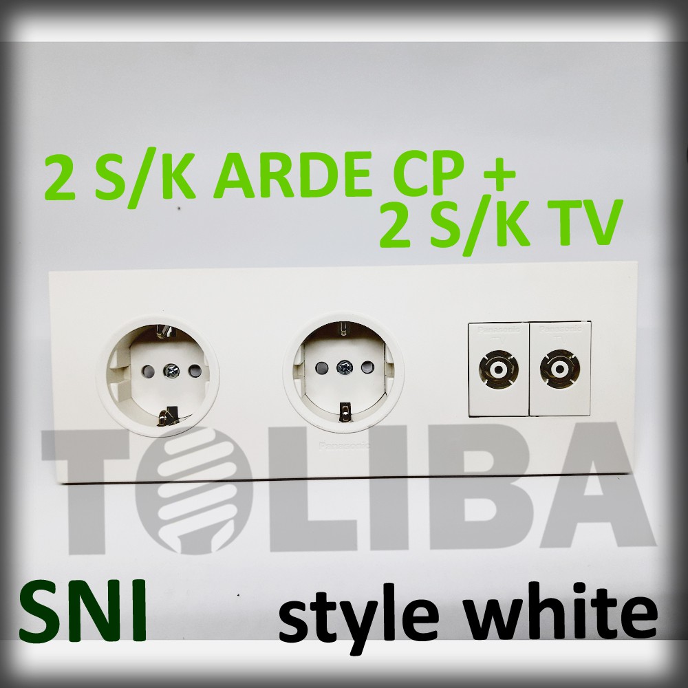 stopkontak tv antena double +s/k 2 lubang arde cp minimalis syle white ib panasonic sni