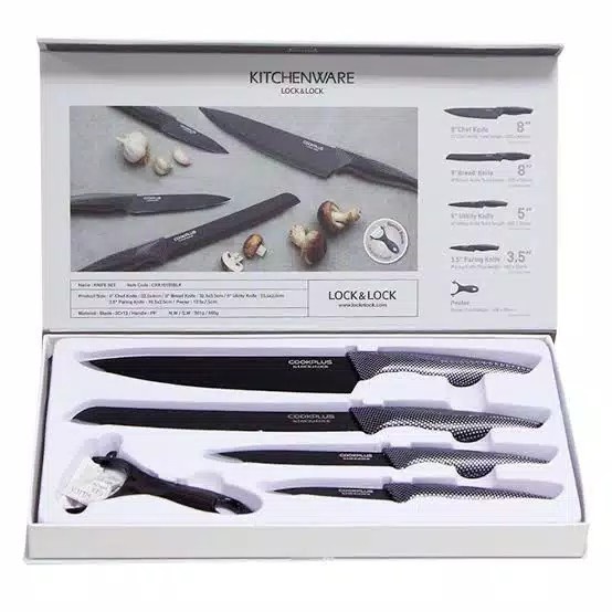 Pisau Set LocknLock isi 5  Black Knife Set Lock n lock