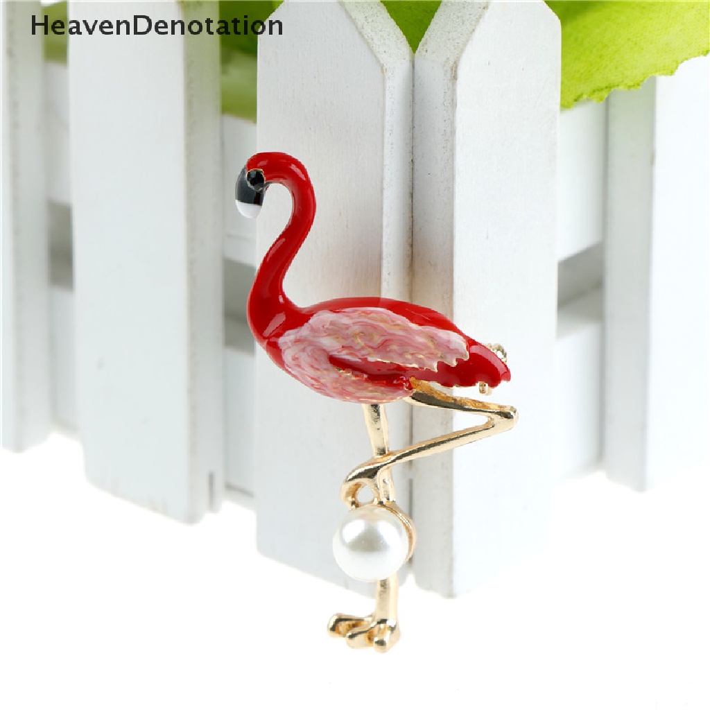 [HeavenDenotation] Vivid Flamingo Brooches Unisex Women and Men Brooch Pin Bird Dress Coat Jewelry