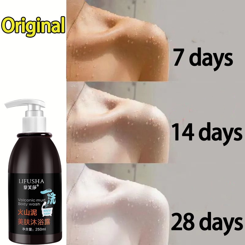 Whitening Body Wash Pembersih Tubuh Pemutih Lumpur Vulkanik Gel Mandi &amp; Mandi 250ml Pemutih Tubuh Mencerahkan warna kulit