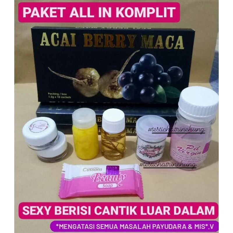 Paket ALL IN KOMPLIT / ACAI BERRY MACA / MINYAK BULUS / MPOT BIANG / SERBUK PERAWAN / BEAUTYSOAP