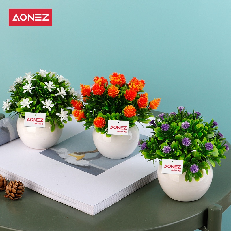 Aonez bunga hias bunga artificial murahbunga mini hiasan tanaman kaktus hias dengan pot-2