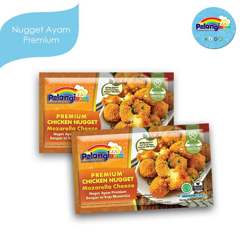 

Pelangi Chicken Nugget Mozarella Cheese Non MSG / Pelangi Anak Sehat / Frozen