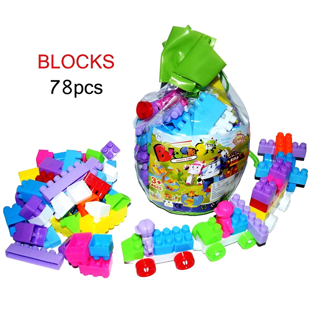 Mainan Lego Block Besar 78Pcs | Mainan Edukasi Anak 3 Tahun | Permainan Edukatif Bongkar Pasang Anak Laki Laki