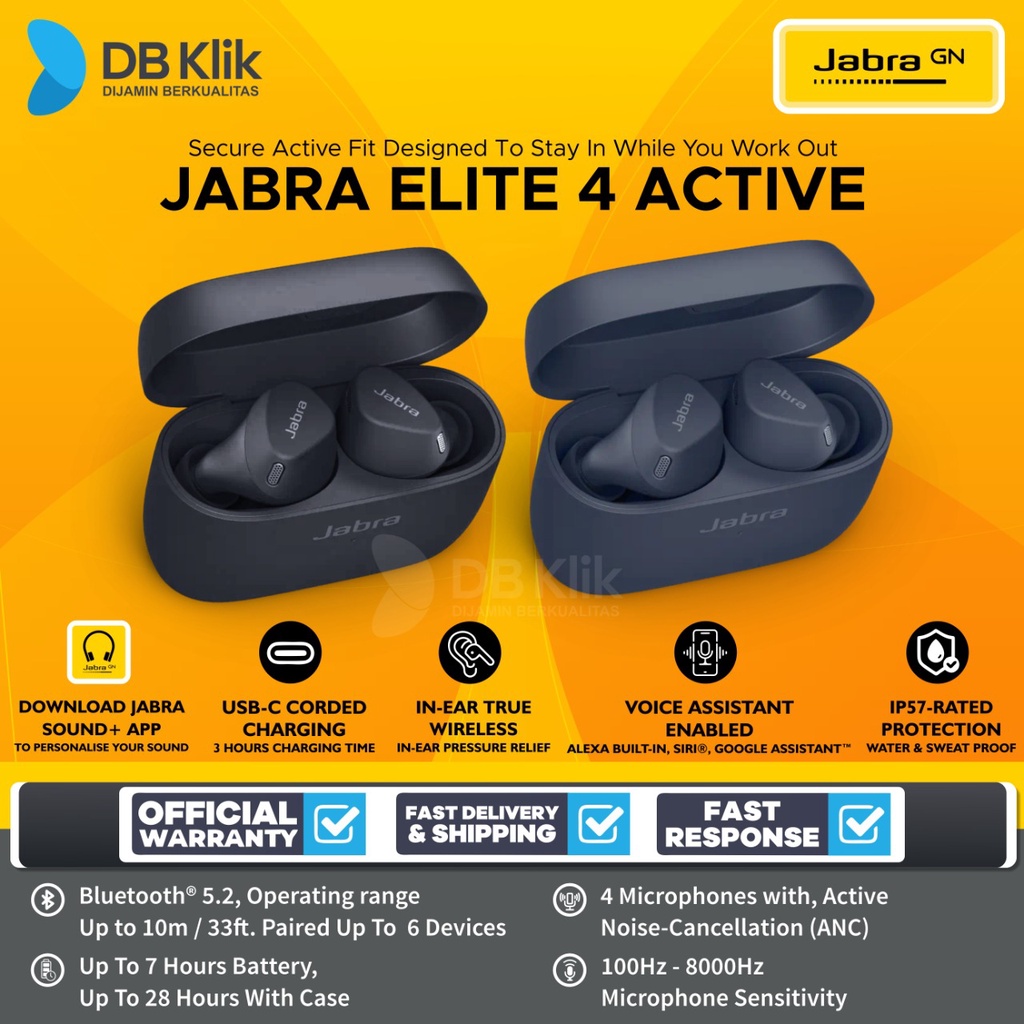 TWS JABRA Elite 4 Active True Wireless Earbuds - JABRA Elite 4 Active