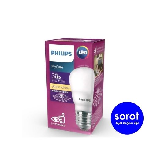 Philips Lampu LED Bulb 3 Watt E27 3000K P45 (Warna Kuning/Warm White)
