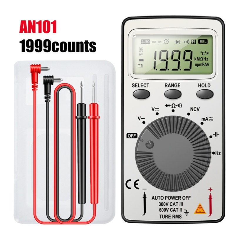 Multimeter Digital 1999 Hitungan Dengan Layar LCD Tanpa Kontak Deteksi Tegangan Otomatis