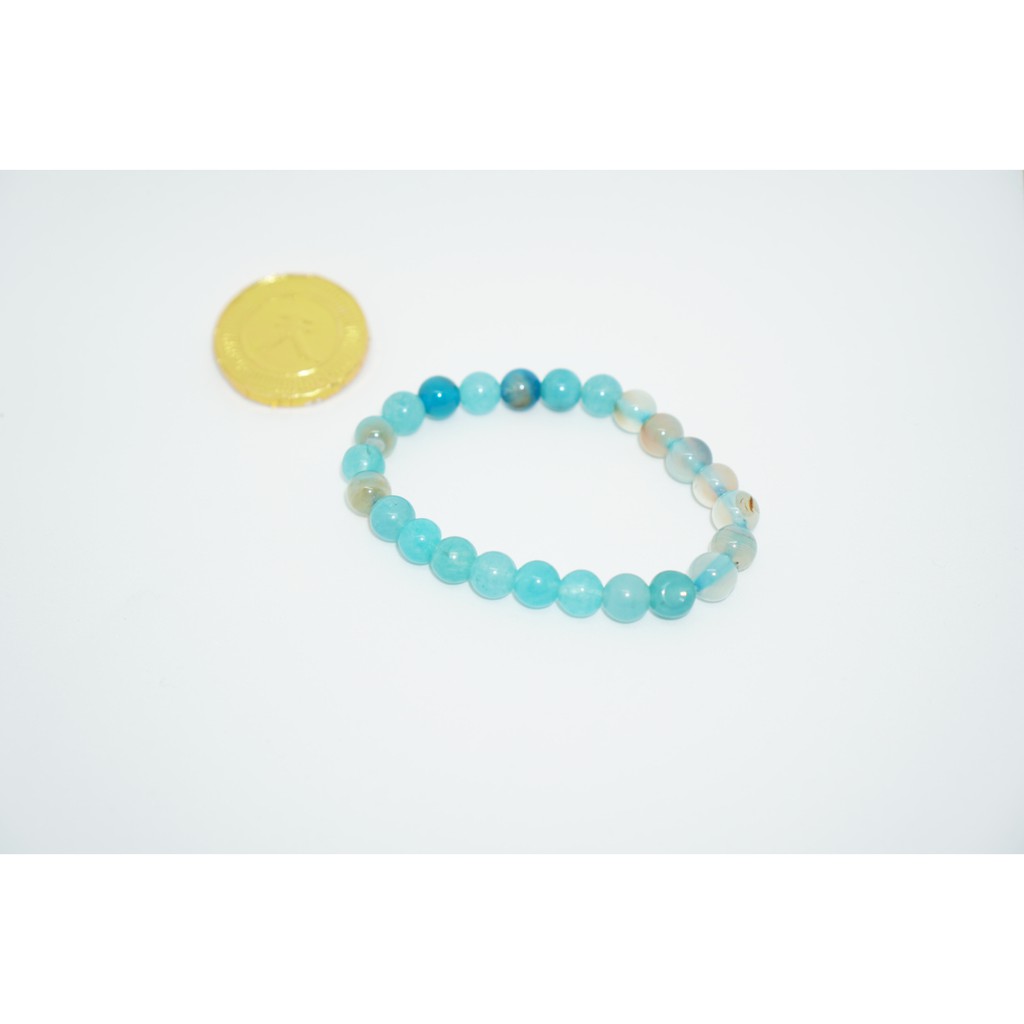 Gelang Batu Aquamarine Beryl Gunung Eropa 8mm Original Alam Keren aksesoris fashion beads craft