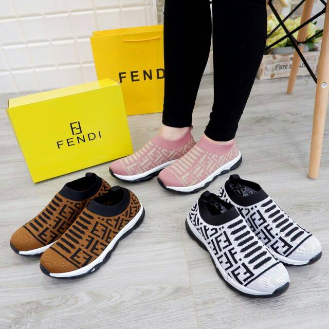 Fendi Jacquard Mesh Slipon Sneakers  w