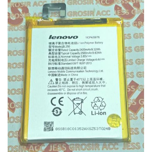 Battery Batre Baterai LENOVO BL250 , BL-250 , Vibe S1 , S1 Lite