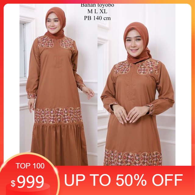 gamis katun toyobo bordir / gamis katun / gamis polos / gamis terbaru / gamis terlaris / dress cod