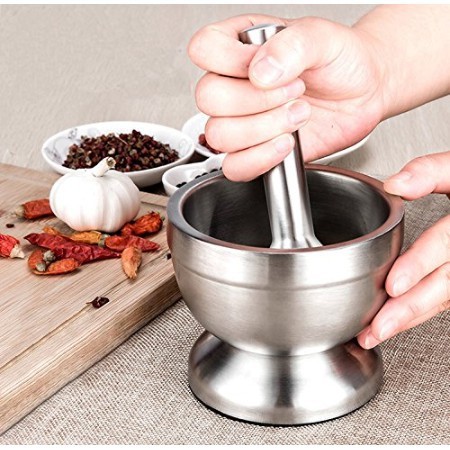 Cobekan Stainless Steel  Plus Tutup/Lumpang Ulekan Tumbuk/Mortar Pestle Garlic Press Murah