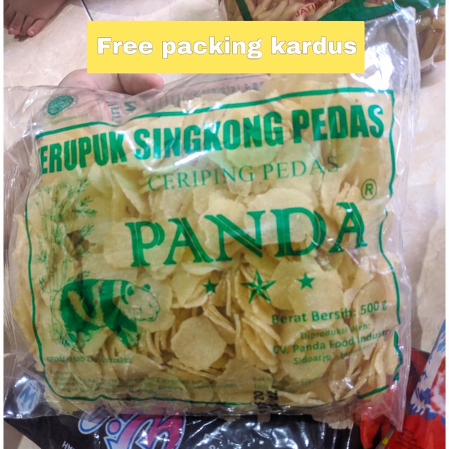 

KERUPUK PANDA 500gram / KERUPUK SINGKONG PEDAS / CERIPING PEDAS